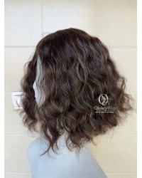 Studio Ready | 14” Silk Top Virgin Brazilian Balayage Rooted Curly Hair Sheitel Wig