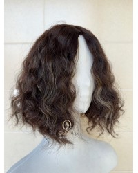 Studio Ready | 14” Silk Top Virgin Brazilian Balayage Rooted Curly Hair Sheitel Wig
