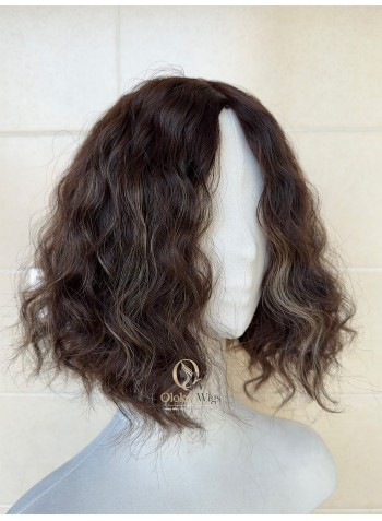 Studio Ready | 14” Silk Top Virgin Brazilian Balayage Rooted Curly Hair Sheitel Wig