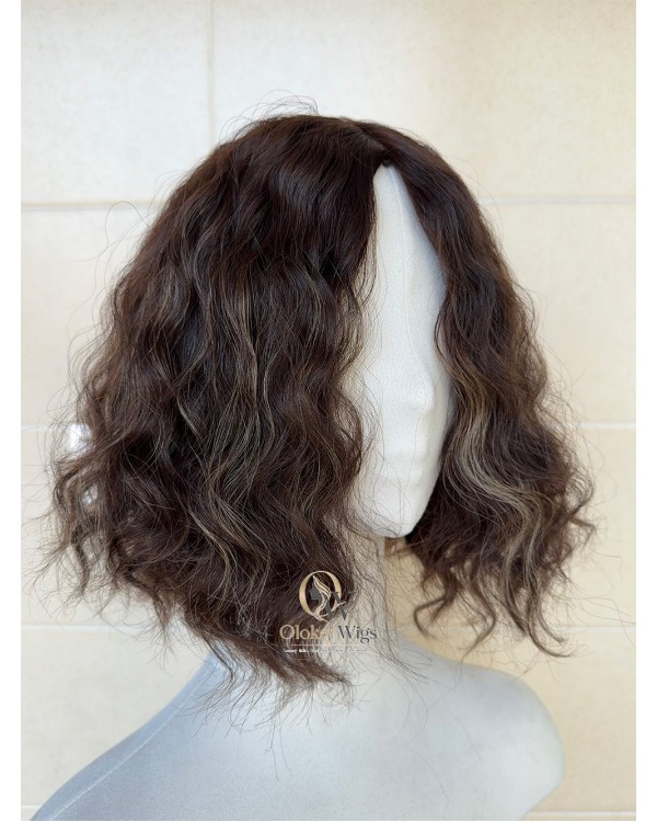 Studio Ready | 14” Silk Top Virgin Brazilian Balayage Rooted Curly Hair Sheitel Wig