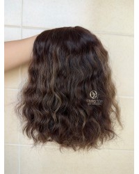 Studio Ready | 14” Silk Top Virgin Brazilian Balayage Rooted Curly Hair Sheitel Wig