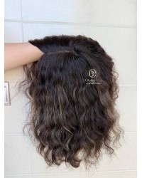 Studio Ready | 14” Silk Top Virgin Brazilian Balayage Rooted Curly Hair Sheitel Wig