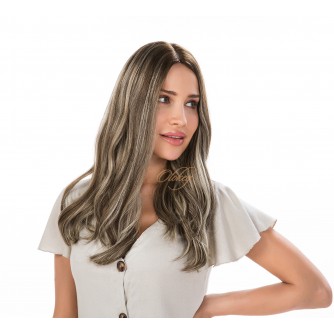 20" Ash Truffle Swirl Silk Top Brazilian Hair  Jewish Wig 