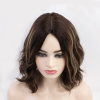Short Length Luxury Silk Top Wig – Brazilian Wave Hair in Warm Chocolate Caramel Highlights