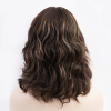 Short Length Luxury Silk Top Wig – Brazilian Wave Hair in Warm Chocolate Caramel Highlights