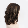 Short Length Luxury Silk Top Wig – Brazilian Wave Hair in Warm Chocolate Caramel Highlights