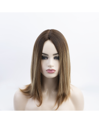 Luxury 16" Caramel Mocha Balayage Silk Top Wig 16 inch Caramel Mocha Balayage Silk Top Sheitel Wig