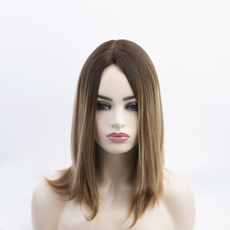 16" Silk Top Caramel Mocha Balayage Luxury Sheitels Wig