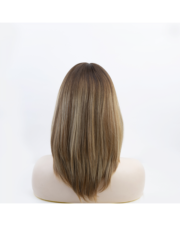 16" Silk Top Caramel Mocha Balayage Luxury Sheitels Wig