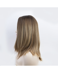 Luxury 16" Caramel Mocha Balayage Silk Top Wig 16 inch Caramel Mocha Balayage Silk Top Sheitel Wig