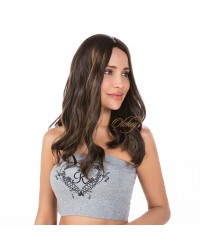 Mocha Caramel Brown silk top wig with caramel highlights