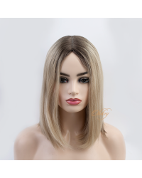 12" Silk Top Balayage Ash Blonde Bob Wigs