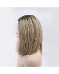 12" Silk Top Balayage Ash Blonde Bob Wigs