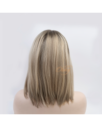 12" Silk Top Balayage Ash Blonde Bob Wigs