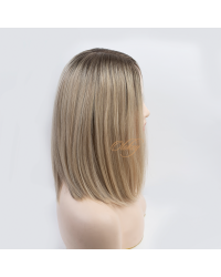 12" Silk Top Balayage Ash Blonde Bob Wigs