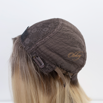 12" Silk Top Bob Wig – Brazilian Straight Hair, Ash Rooted Creamy Blonde, 4×4 Silk Top with Wefted Back Cap