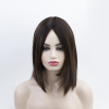 12 inch bob style dark brown with highlights silk top sheitel wig