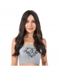 22-inch Espresso Glazed Brown silk top wig with Mini Tiny Layer