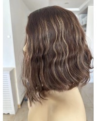 14" Natural 4# with 12# Highlights Silk Top Wig