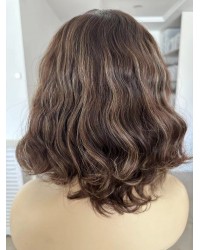 14" Natural 4# with 12# Highlights Silk Top Wig