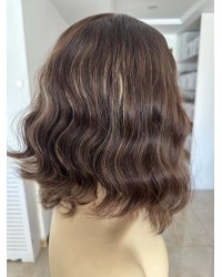 14" Natural 4# with 12# Highlights Silk Top Wig