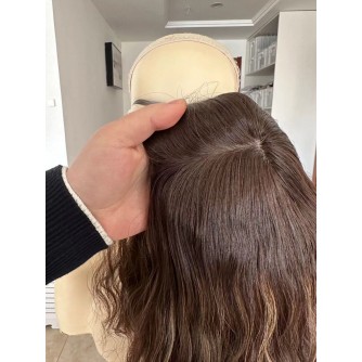 14" Silk Top Natural 4# with 12# Highlights Color Virgin Brazilian Wave Hair Regular Kosher Wigs