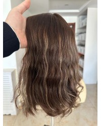14" Natural 4# with 12# Highlights Silk Top Wig