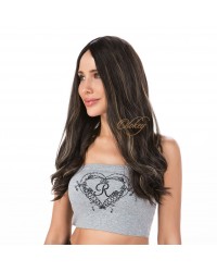 Espresso Glow Brown 22 inch silk top wig with golden highlights