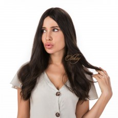 22" Natural 6# Brown Mini Tiny Layer Silk Top 4x4 Sheitel Wig