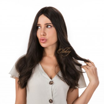 22" Natural 6# Brown Mini Tiny Layer Silk Top 4x4 Sheitel Wig