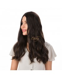 22 inch Natural 6# Brown silk top sheitel wig with Mini Tiny Layer