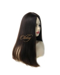 24inch European 2# Color Virgin Silk Top Kosher Wig – Straight, Medium Density