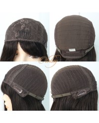 12 inch bob style dark brown with highlights silk top sheitel wig