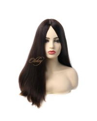 24inch European 2# Color Virgin Silk Top Kosher Wig – Straight, Medium Density