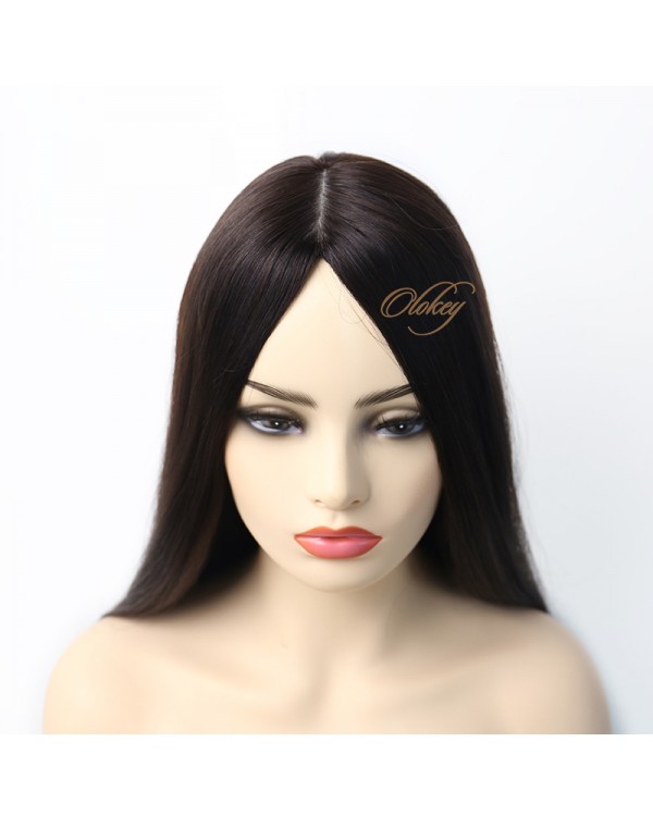 24inch No Layer Natural European 2# Color Virgin European Hair Silk Top Kosher Wigs
