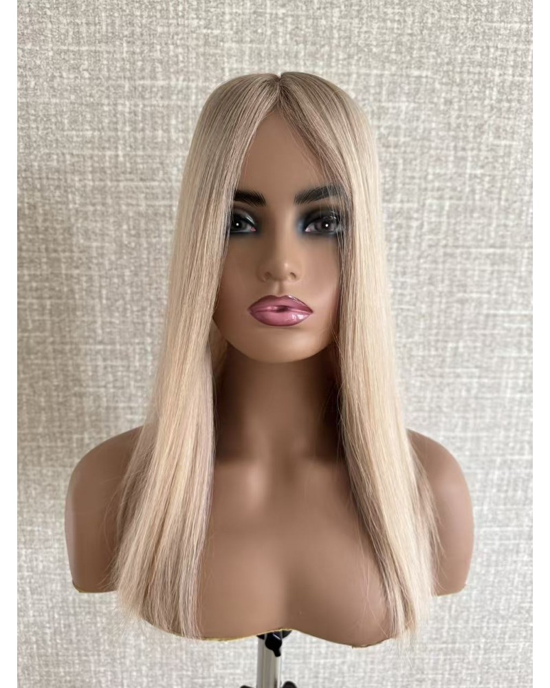 20 Inch Balayage Ashy Blonde Silk Top Hair Topper – Virgin Brazilian Hair Balayage Ashy Blonde Silk Top Hair Topper 20 Inch
