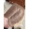 24inches Virgin European Hair Ashy blonde Rooted Color Topper ,Hair Pieces, Hair Toppers For Thinning Hair