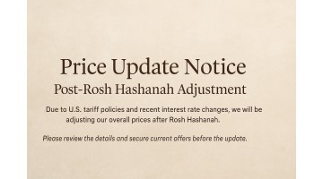Price Update Notice | Post-Rosh Hashanah Adjustment
